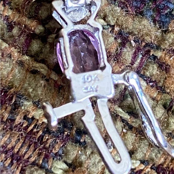 Solid 10K W-Gold Oval Pink Tourmaline 2-Diamonds/Illusions Throughout Tennis - Picture 6 of 9